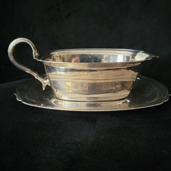 Vtg Amesbury 9421 Silverplate Gravy Boat with Underplate By Wallace Silver *Read - Picture 2 of 13